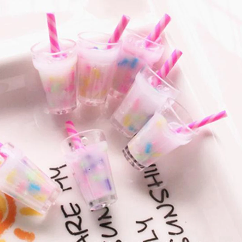 5Pcs Pretty Miniature Cream Drinks Bottles Model Kitchen Cup Shape Ornament