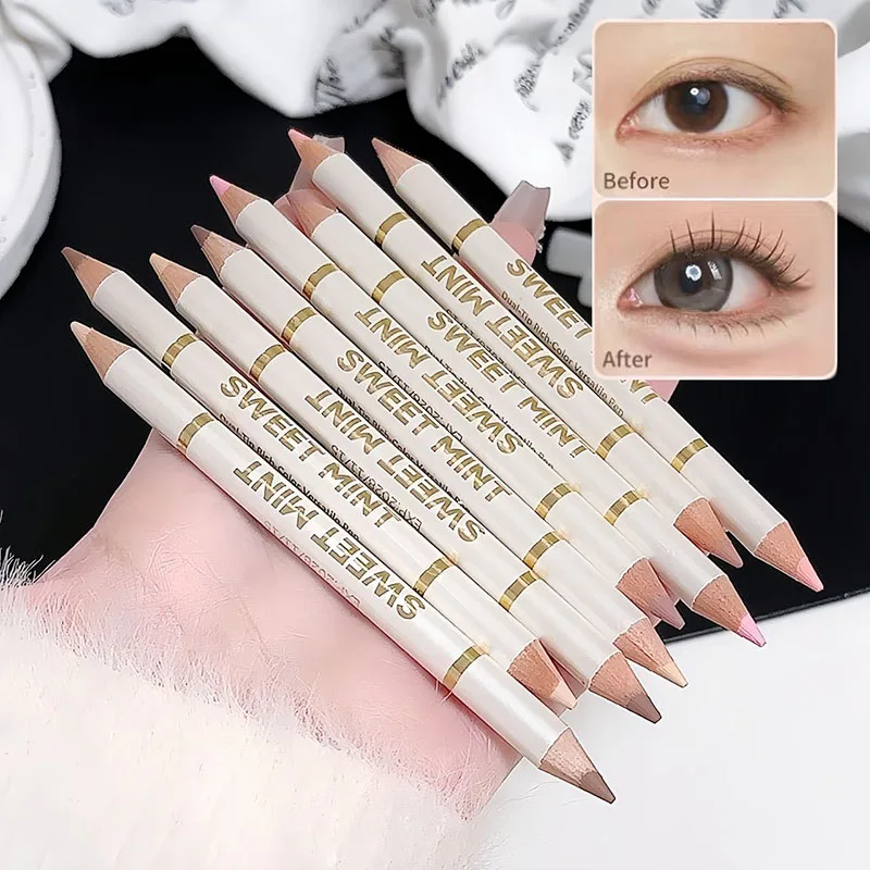 Liegender Seidenraupenschatten, aufhellender Lippenlinienstift, doppelköpfiger Mehrzweckstift, pfirsichrosa, nackte Tönung unter Eyeliner-Stift, koreanisches Make-up