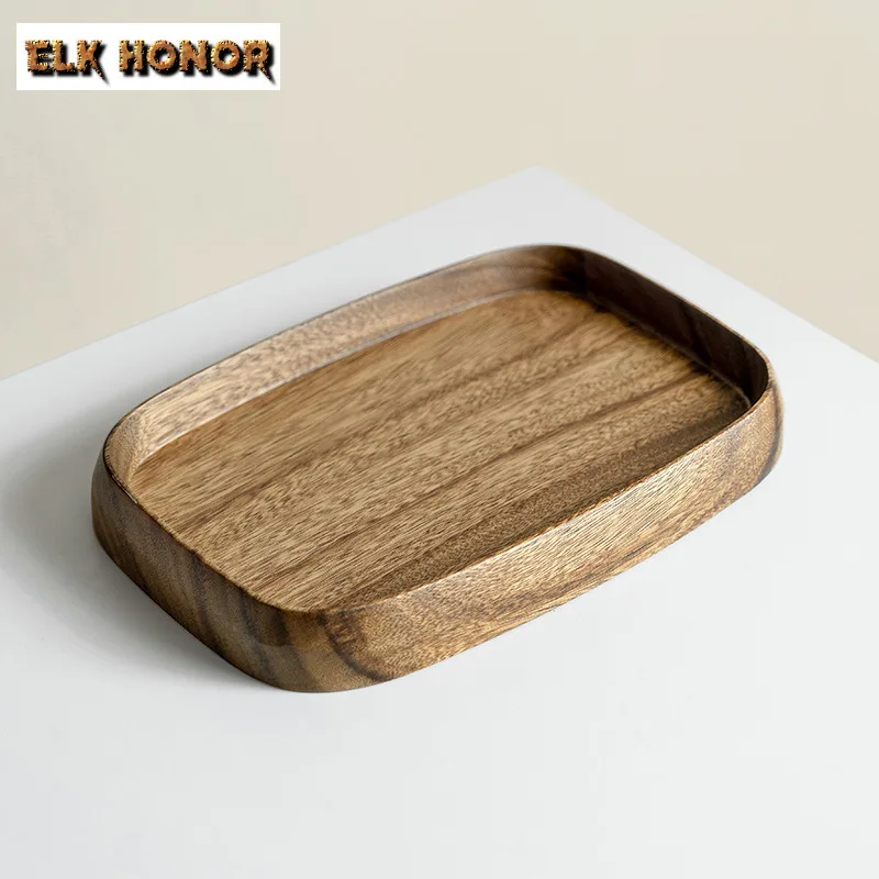 

Эстетический круглый угловой поднос из орехового дерева, деревянный прямоугольный поднос для послеобеденного чая, поднос в стиле вестерн, поднос для суши, десерт, кофе, фруктовая еда, тарелка для еды