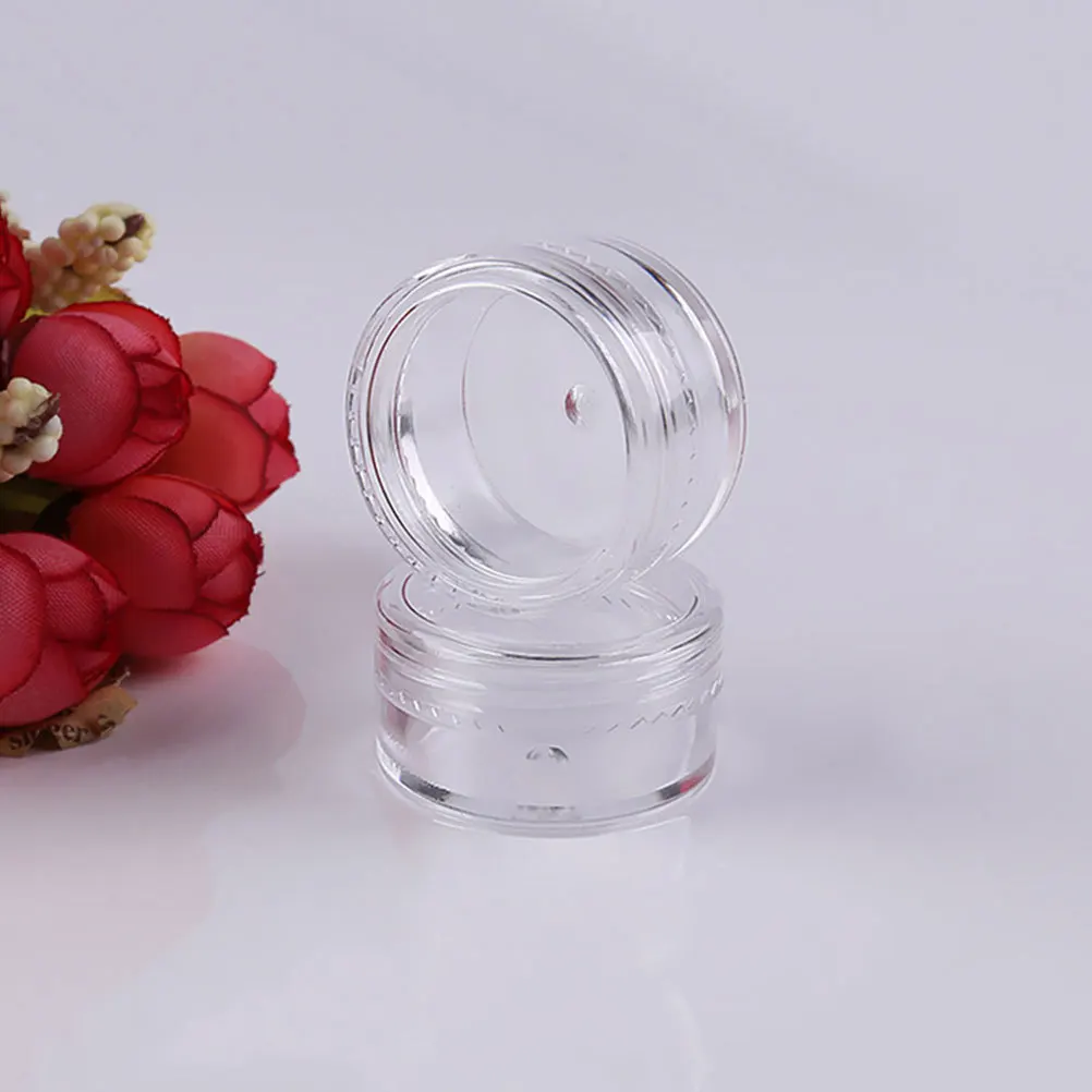 100 frascos de armazenamento de glitter dos pces mini pequenos recipientes claros com tampas frascos de amostra para armazenamento de bálsamo labial de viagem