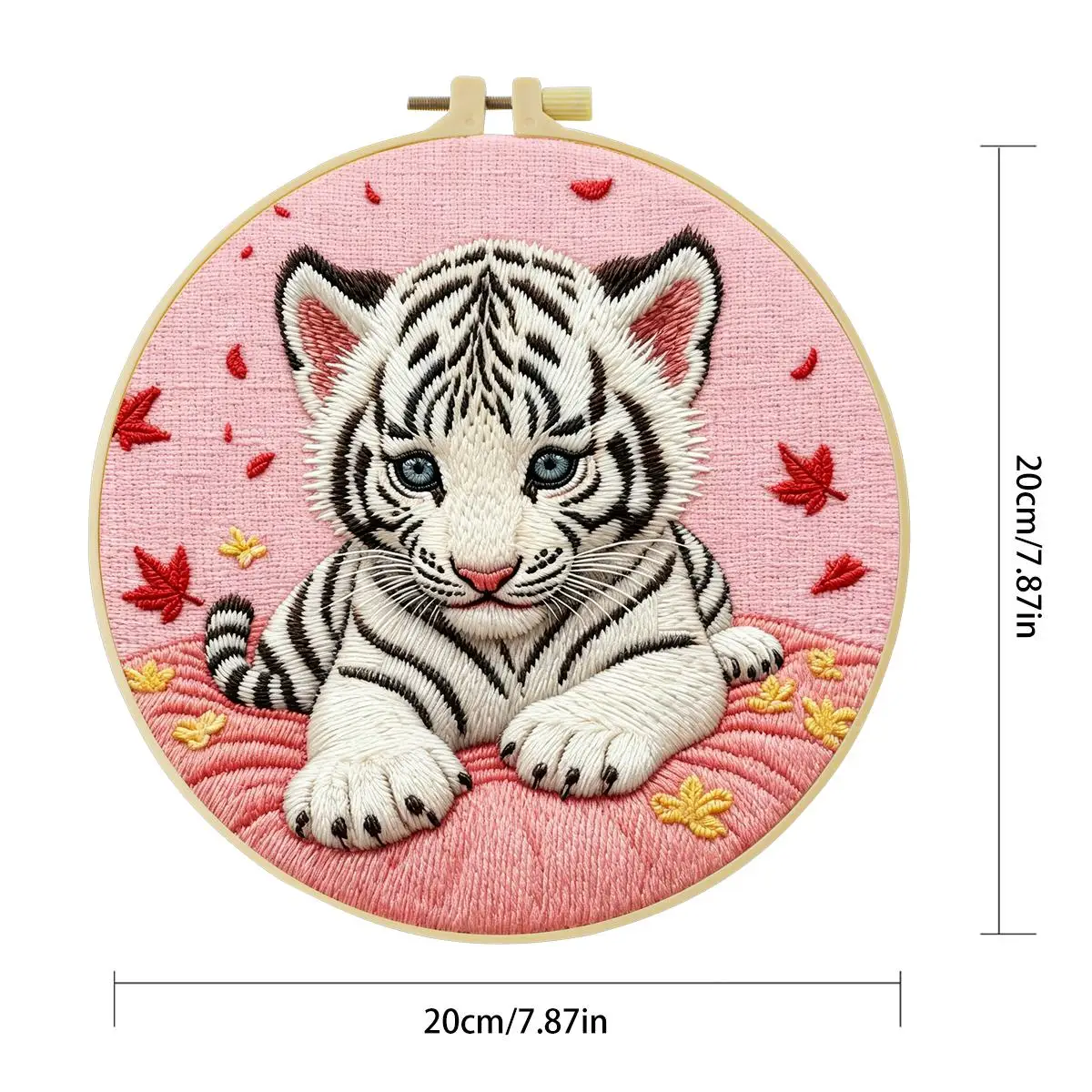 1 Stück 20X20CM/15X15CM 7,87/6,3 Zoll Weißer Tiger Stickerei Starter-Kit DIY-Kit DIY-Stickerei-Set Handarbeiten Nadelkunst – Detail 4