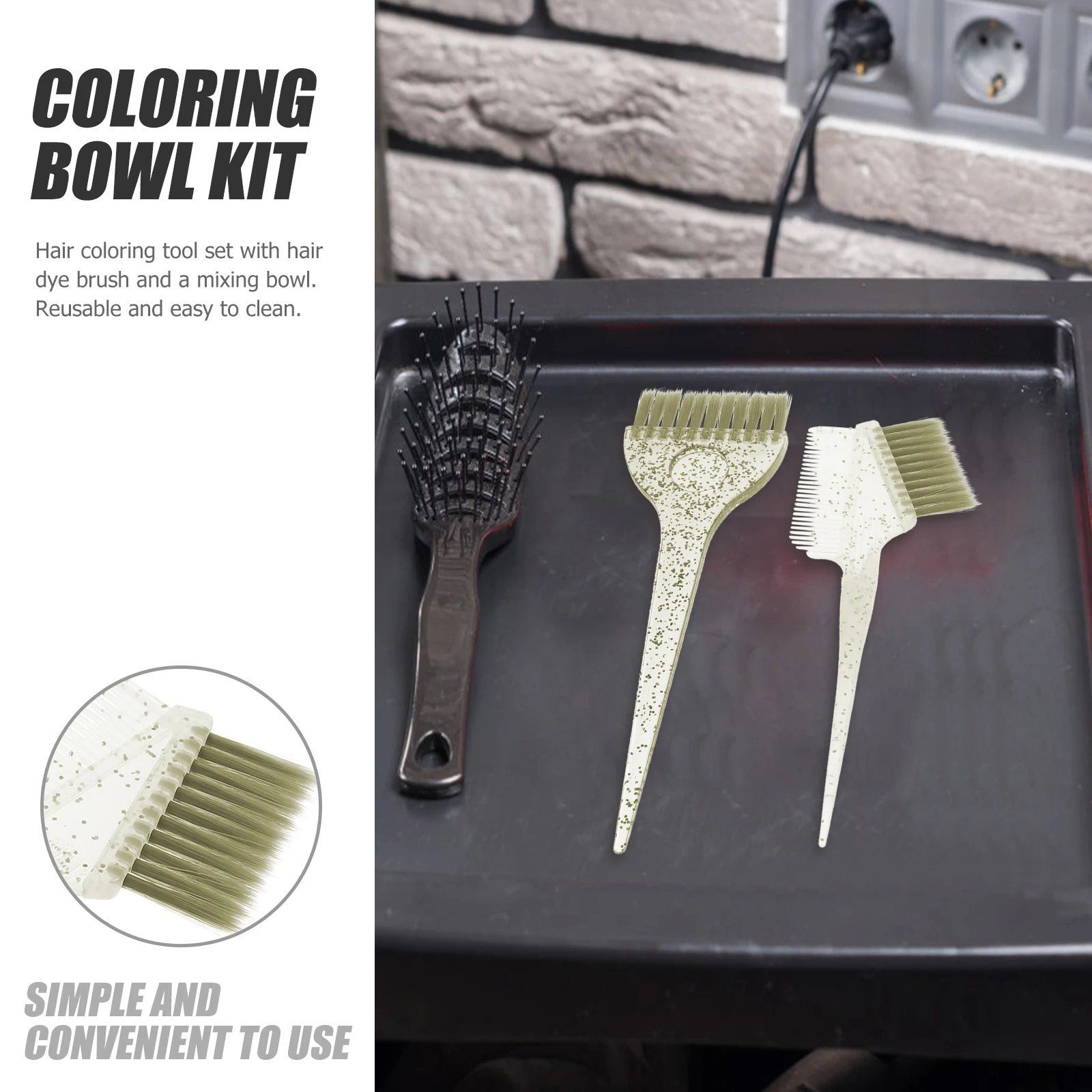 

1 set 1 Set Hair Dye Brush Mixing Bowl Reusable Thickened Scale Easy Clean Diy Hair Coloring Tool Set Kit For Salon Home Use