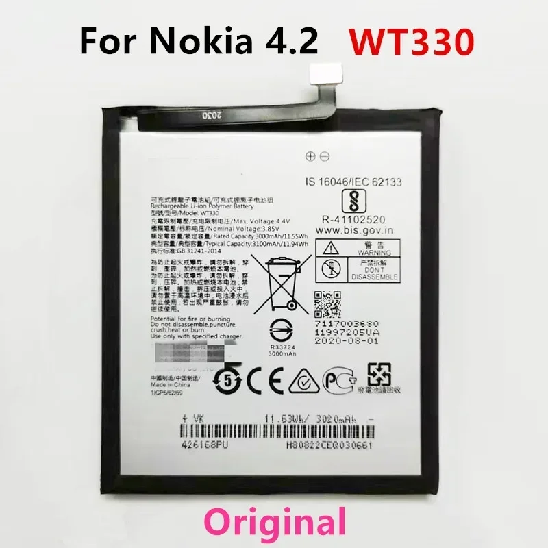 

100% Оригинальный WT330 3100 мАч Сменный аккумулятор для Nokia 4,2 WT 330