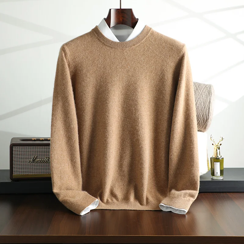 Autumn and Winter New Collection {100% Cashmere} Men\'s Cashmere Hot Selling Round Neck Casual Solid Color Knitted Sweater for Me