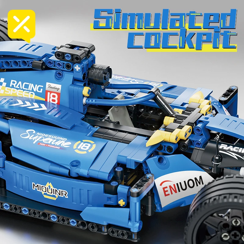 Toylinx 1:10 Gebäude Rennwagen Blöcke Blaues Auto Desktop Dekorationen Sammeln Modellauto Kits Spielzeug Festliches Geben Geschenk Keine Box