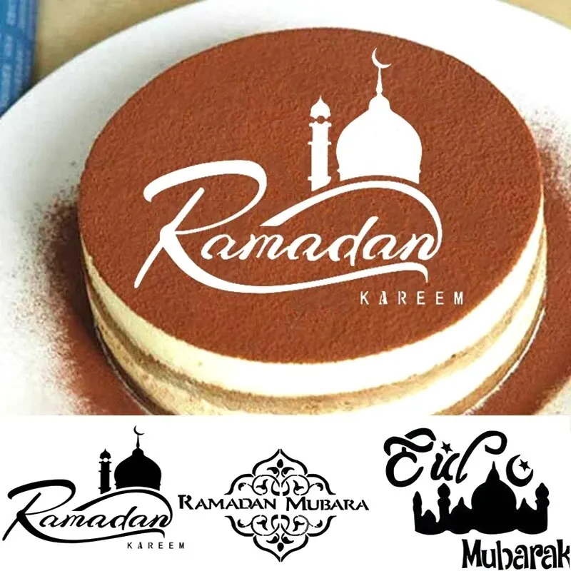 Eid Mubarak Moon Spray Stencils Cofffee Cake Topper Decor Ramadan Decor Aid Al Adha Al-Fitr Kareem Islam Muslim Gurbang Party