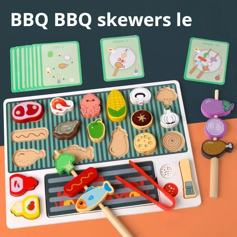 Nouveaux enfants jeu de rôle jouet en bois semblant Barbecue boutique enfant en bas âge éducation précoce en bois cuisine jouet enfants cadeau éducatif