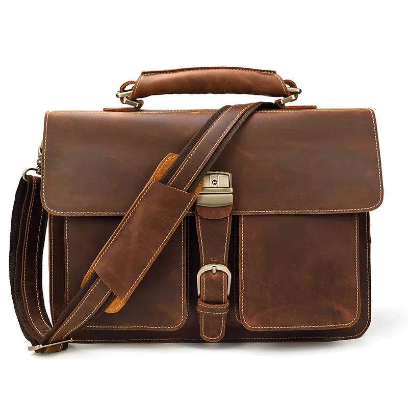 Männer Leder Tasche Für Männer Aktentaschen Aus Echtem Leder Anwalt/Büro Tasche Für Männer Tägliche Arbeits Taschen Retro Laptop tasche Schulter Taschen