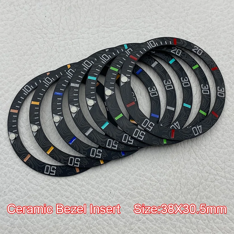 Anel de inserção de moldura de cerâmica mod 38*30.5mm para skx007 skx009 seamaster gmt caixa de relógio movimento nh35 peças de relógio de mergulho masculino personalizado