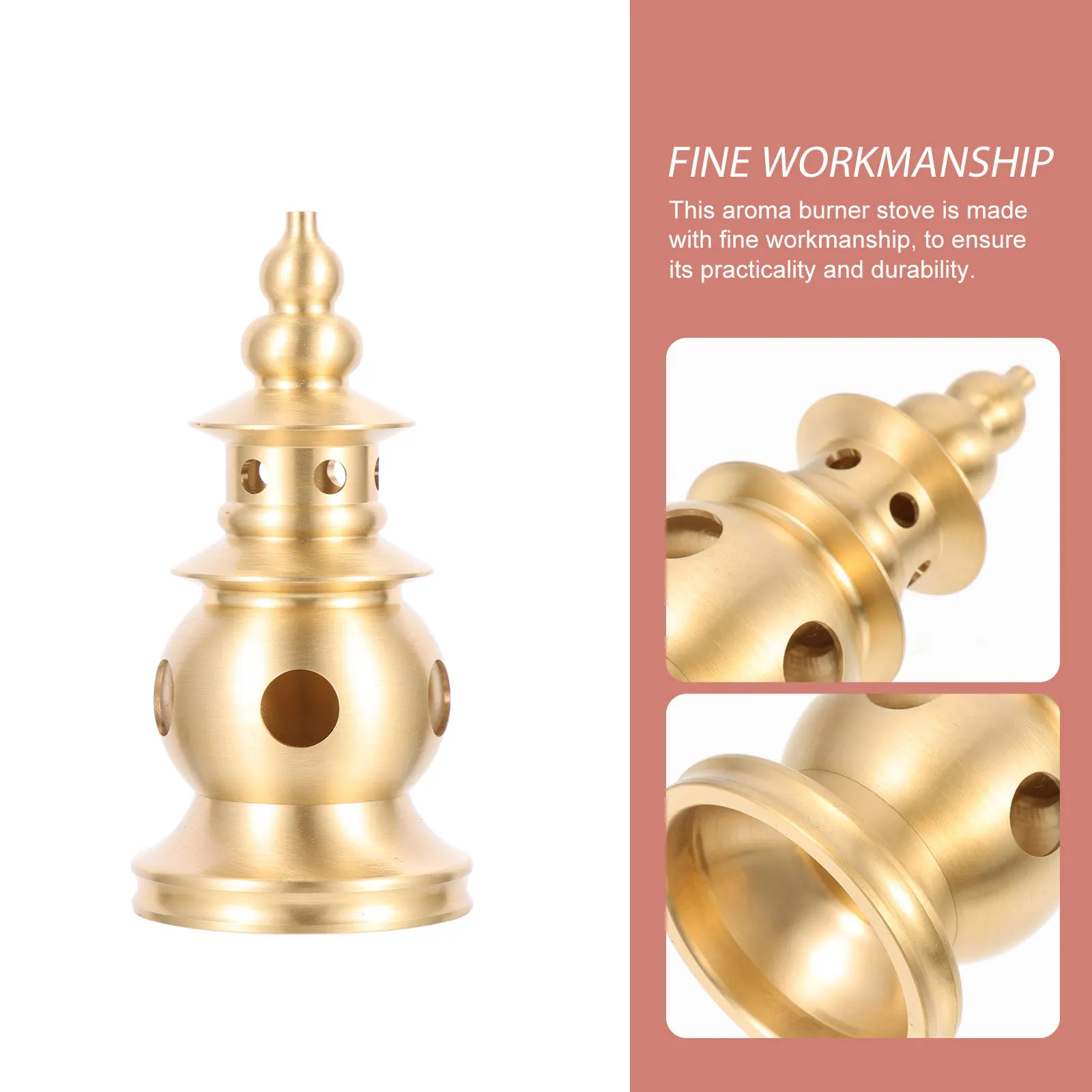 

Retro Copper Incense Stove Lightweight Portable Creative Design Tabletop Aroma Burner Home Decor Air Purification