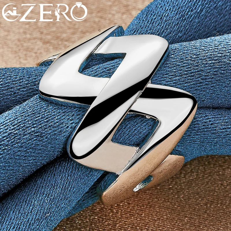 ALIZERO 925 Sterling Silver Curve Intersection Smooth Rings For Women Men Wedding Engagement Fashion Party Jewelry Couple Ring