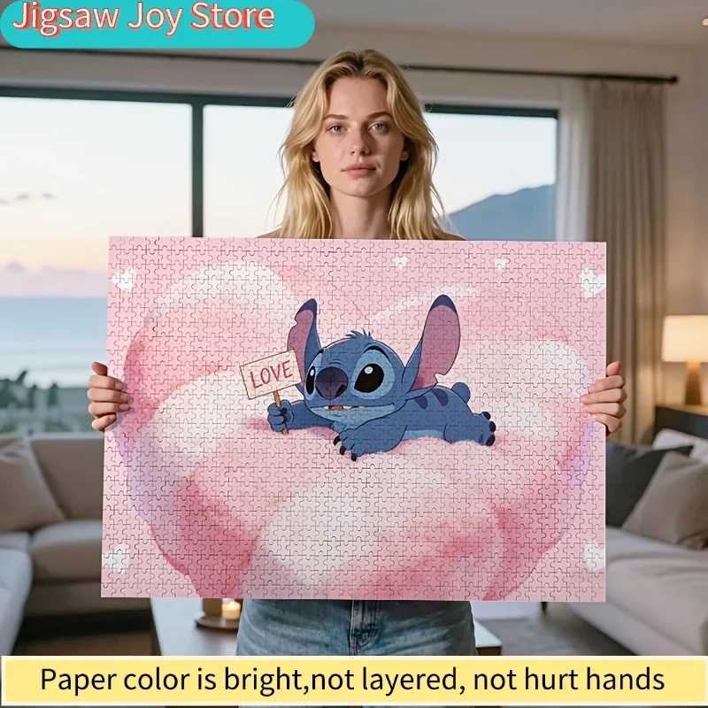 

1000pcs Disney Stitch Valentine Cotton Candy Jigsaw Puzzle | Cute Romantic Adult Relaxation Toy, Sweet Valentine'S Gift, Stitc