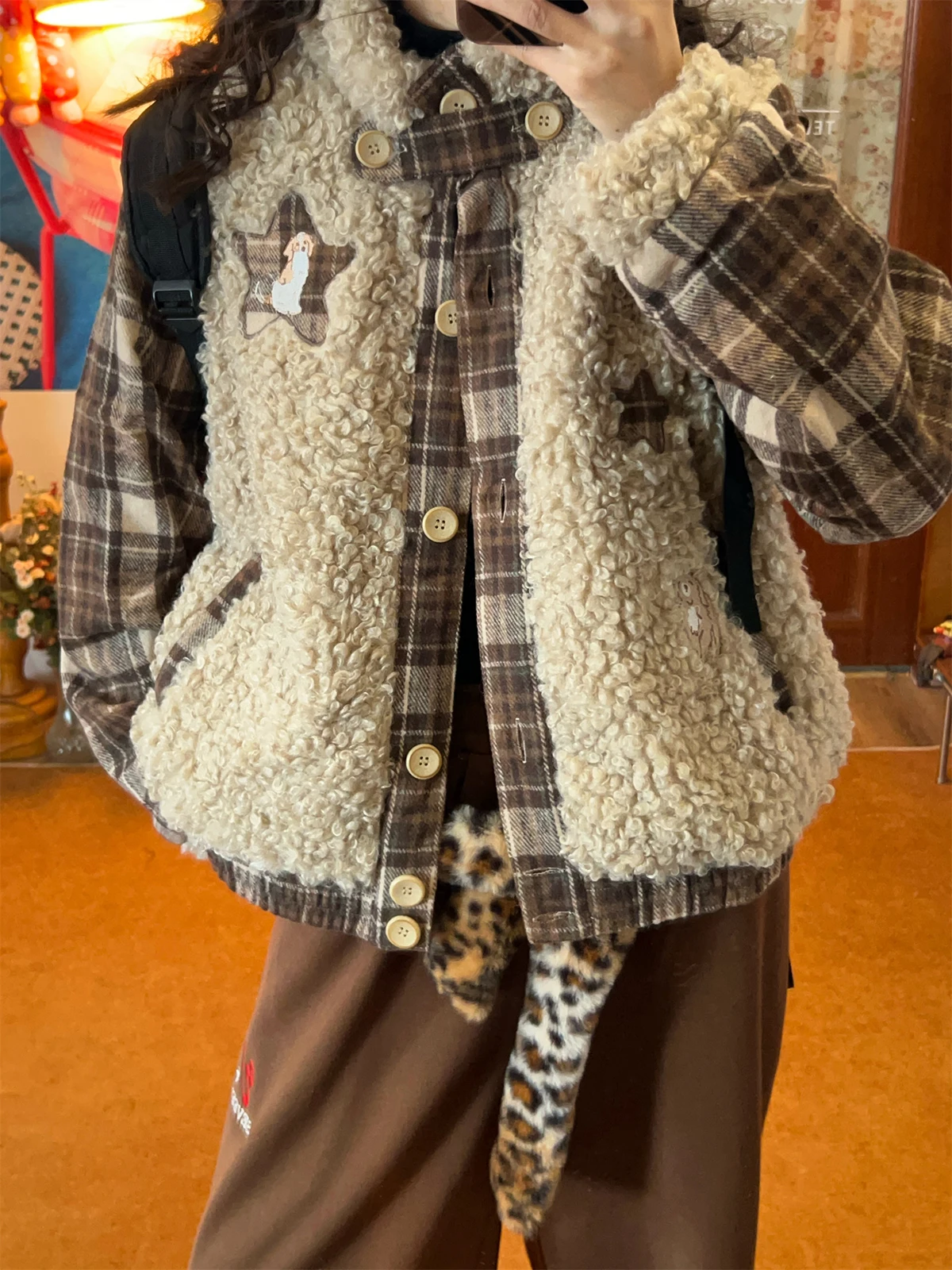 

Lamb Fur Jaet Women's Thiened Warm Loose Fur And Leather Inteated Cotton Coat Winter New Sle Commute Sle Long Sve