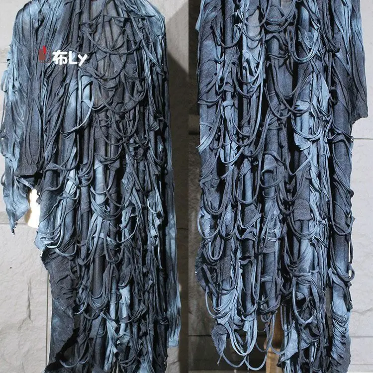holes, broken cuts, secondary transformation, tie-dye elastic fabric, creative fashion jacket skirt design fabric