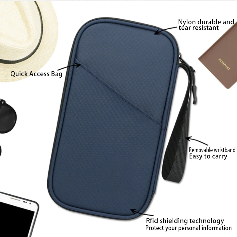 Portable Travel Passport Bag Wallet Rfid Blocking Airplane Family Trip Anti-Theft Waterproof Men Document Card Phone Storage Bag