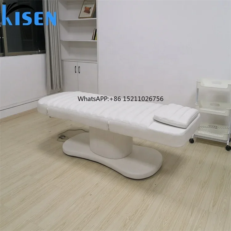 Modern 3 motors milking massage lift table de professional electric eyelash facial SPA cosmetic white beauty salon bed