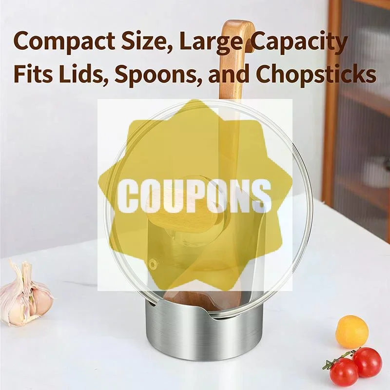 Stainless Steel Spoon Rest With Drip Tray, Heavy Duty Vertical Utensil Holder For Ladles Spatulas & Pot Lids, Rust-Proof Kitche
