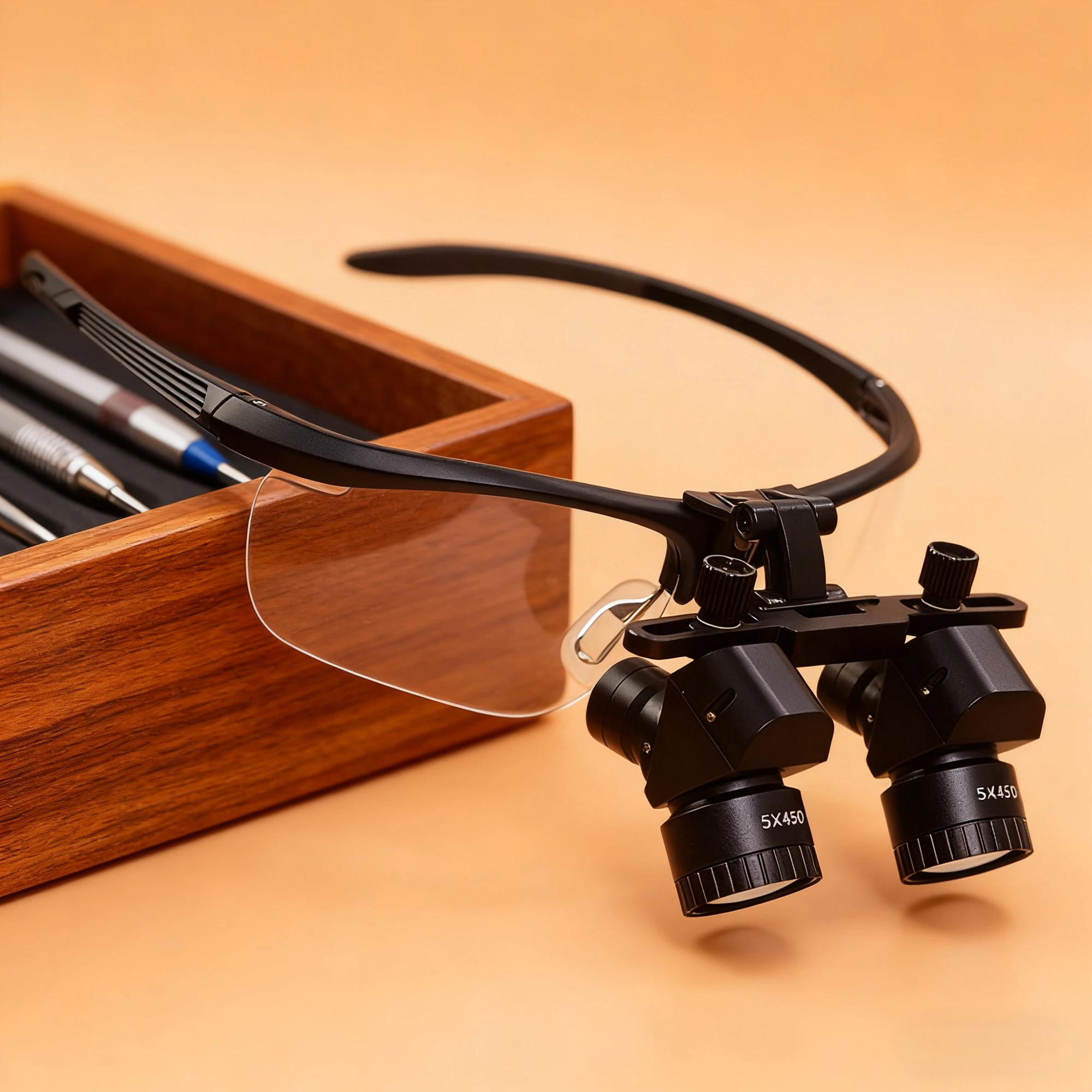 Ergonomic 4X-6X Zoom Dental Surgical Loupes with Wireless Light Electric Power Source