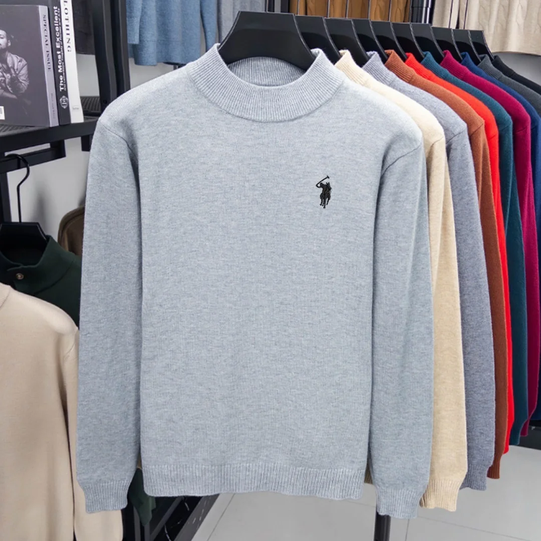 High end brand men's round neck hot selling knitted sweater 2026 autumn winter luxury pony embroidery Paul casual warm pullover