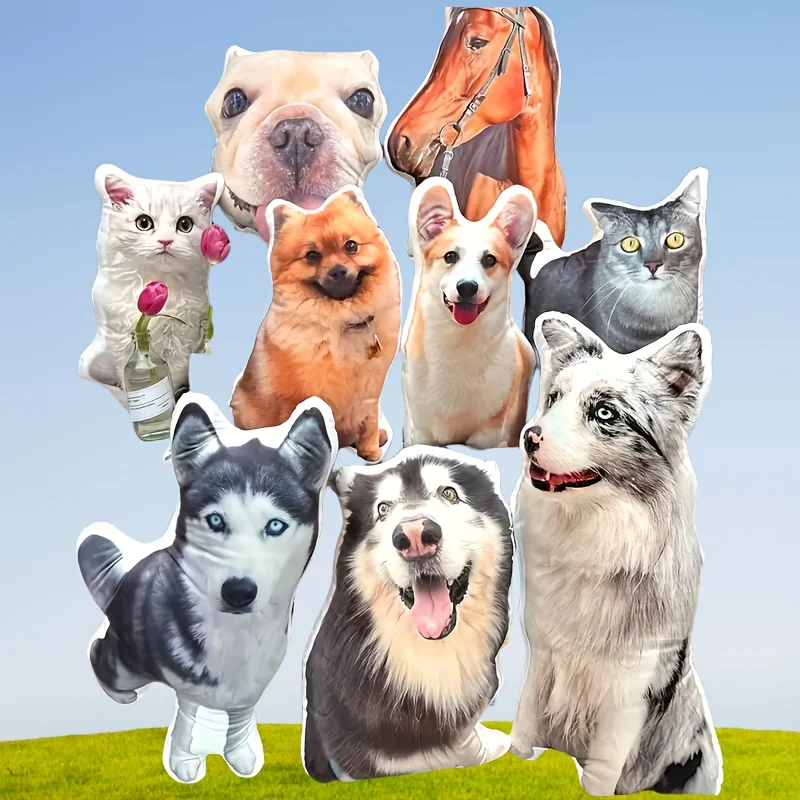 Coussin personnalisable à imprimé animal, rembourrage en polyester double face avec un design mignon de chien et de chat, amovible et doux, cadeau idéal