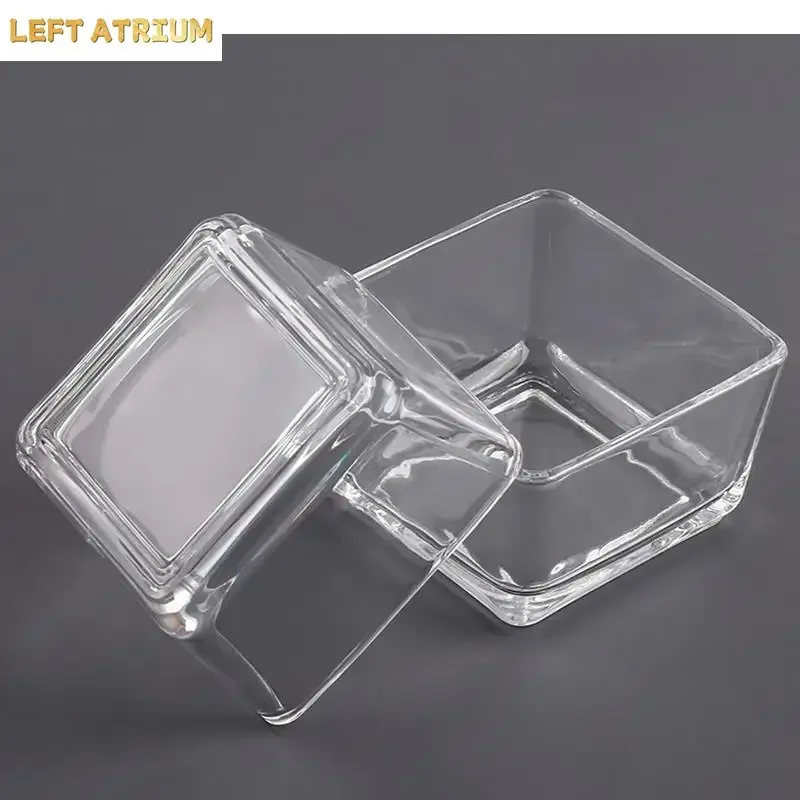 Glass Fruit Plate Snack Candy Tray Wooden Lid 4/6 Grid Storage Boxes Household Platter Nuts Dried Containers