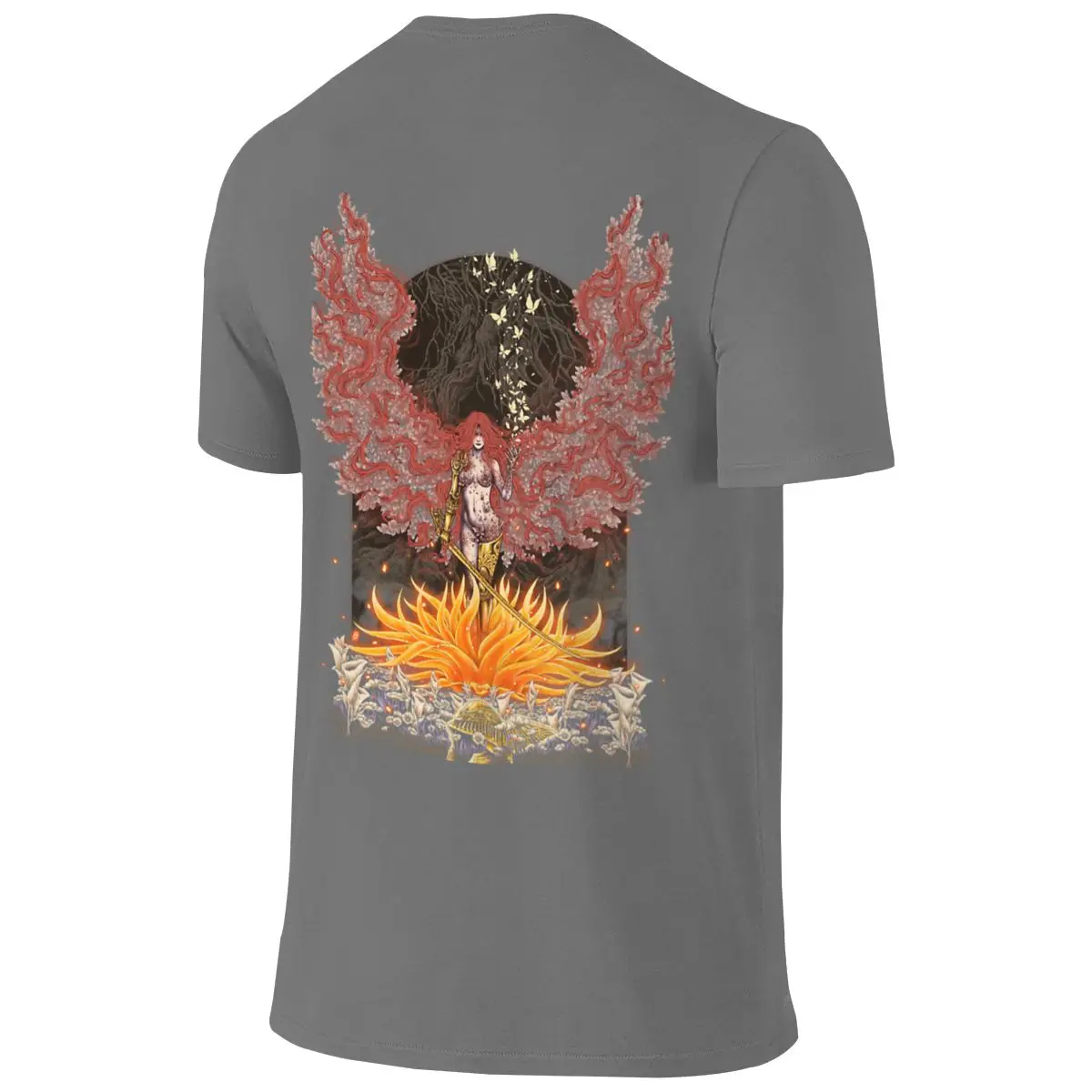 Scarlet Flower Delicate Reversible T-shirt Lazy Vibe Anti-Static Short Sleeve