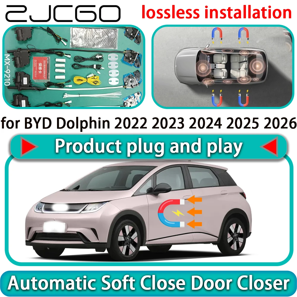 ZJCGO for BYD Dolphin 2022 2023 2024 2025 2026 Auto Pull Soft Close Door Kit Power Latch Electric Door Catch Soft Closing Assist