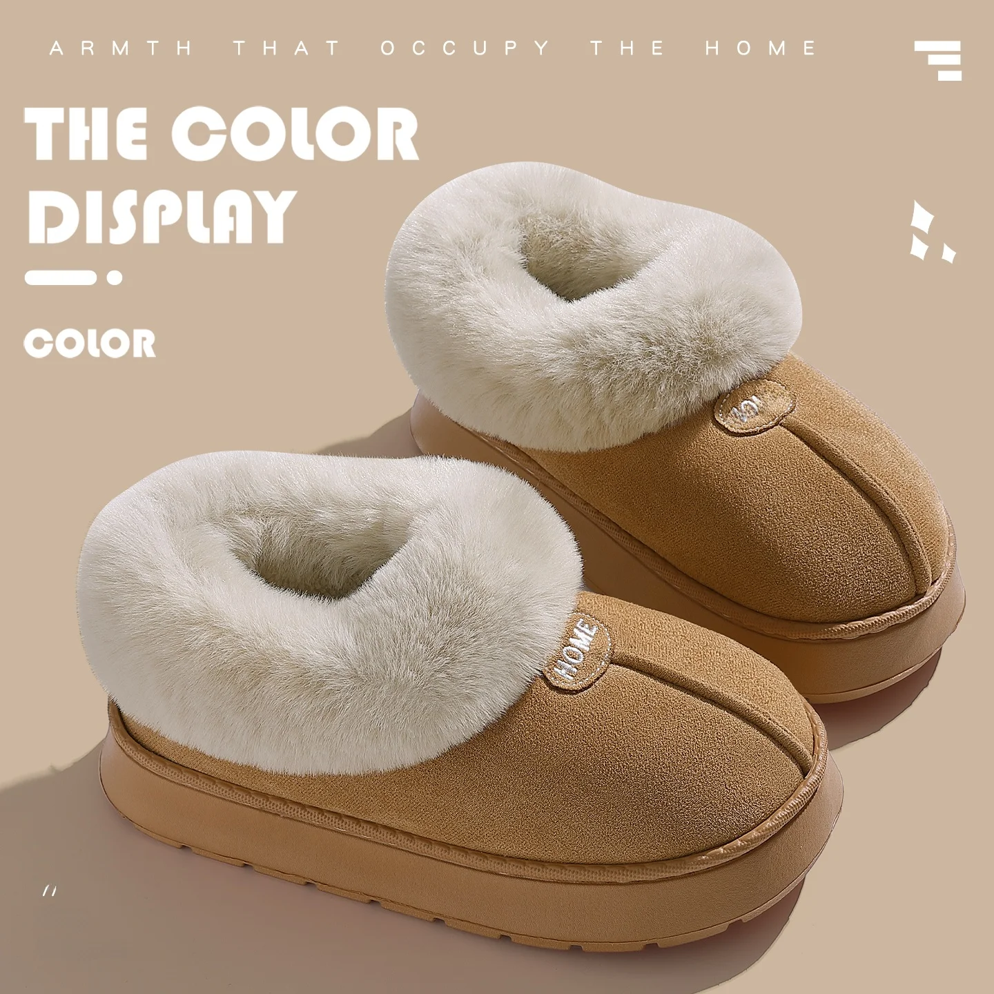أحذية شتوية نسائية ذات نعل سميك مبطنة بالفرو، أحذية ثلج عالية الرقبة، شباشب دافئة للمنزل مع كعب خلفي، شباشب قطنية للارتداء في...