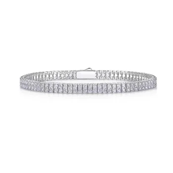 2mm each stone round cut DF color VS-VVS Moissanite tennis women's bracelet bangle silver 7.5 inch