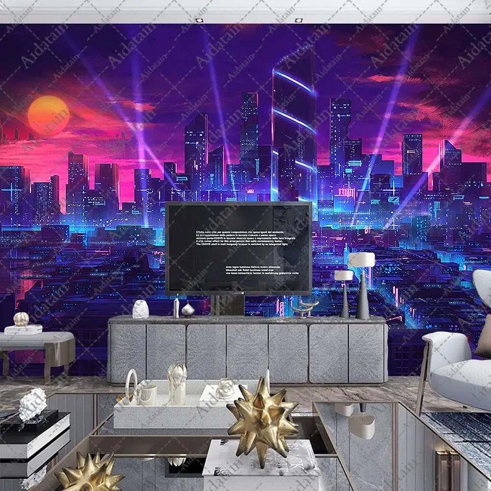 

Гобелен Город Панк Город Пейзаж Крутой Мальчики Технологический Игровой Гобелен Фланелевой Гобелен Малого Размера для Спальни Гостиной