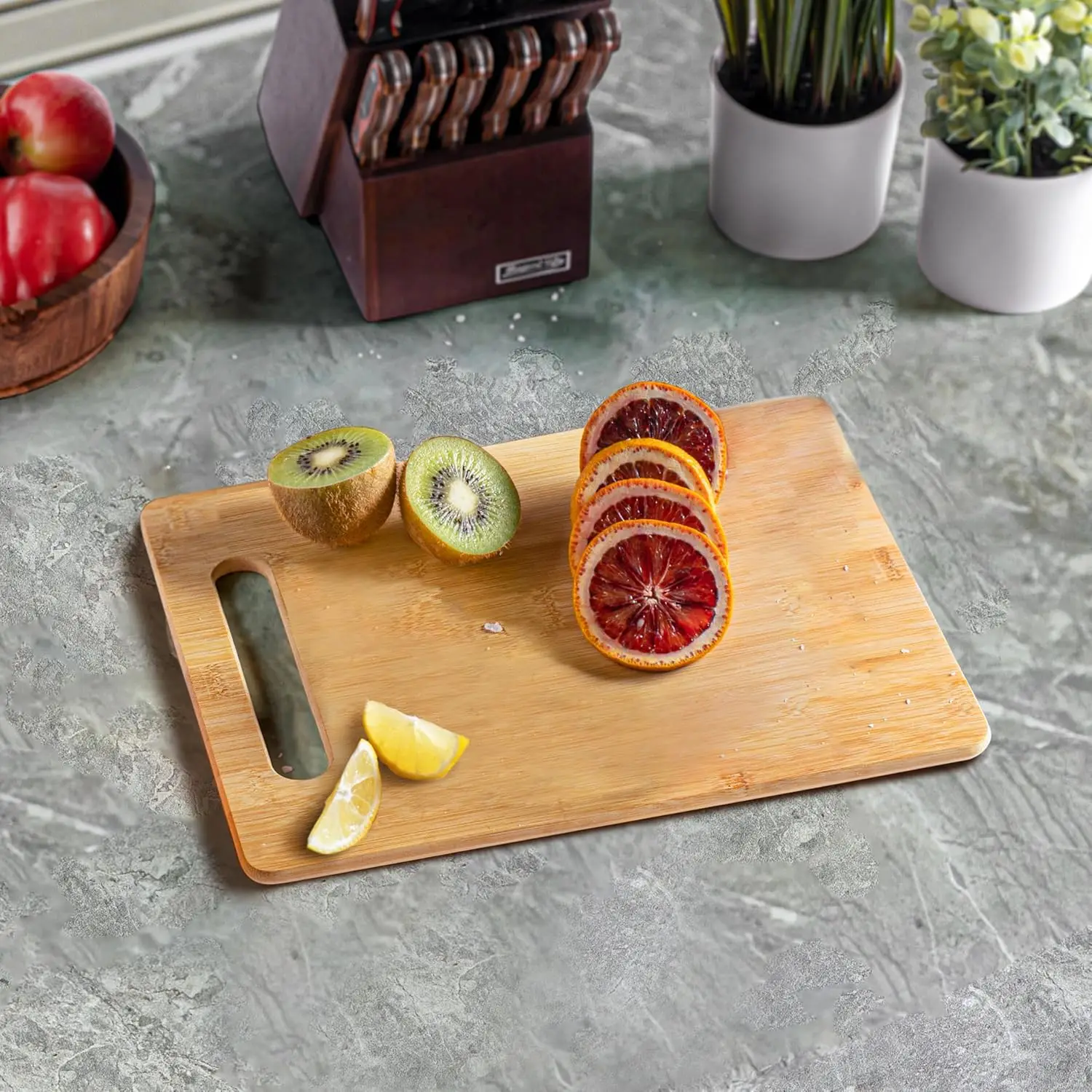 Bamboo Cutting Board 12.5x9 inch for Food Prep Chopping Carving Meat Vegetables with Knife-Friendly Surface view 6
