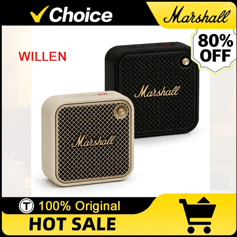 

Портативная колонка Marshall WILLEN с шумоподавлением, 2-го поколения, беспроводная Bluetooth, пыле- и водонепроницаемая, для кемпинга и походов