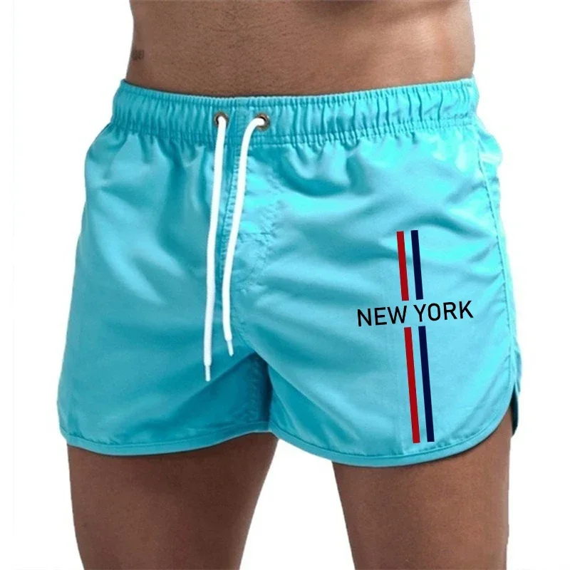 

2026 Summer Beach Men Shorts Men's Swim Trunks Quick Dry Breathable Elastic Waist Drawstring Board Shorts For Vacation Surfing