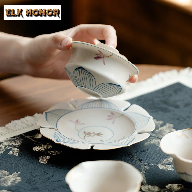 Hand-painted Orchid Pot Bearing Holder Zisha Pot Anti-scald Mat Dry Brew Table Tea Tray Coasters Teaset Supplies Ornaments Craft