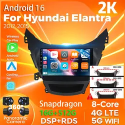 Android 16 Carplay Car Radio For Hyundai Elantra 2012 - 2015 Multimedia Video Player Navigation Stereo Head Unit Auto AI Voice