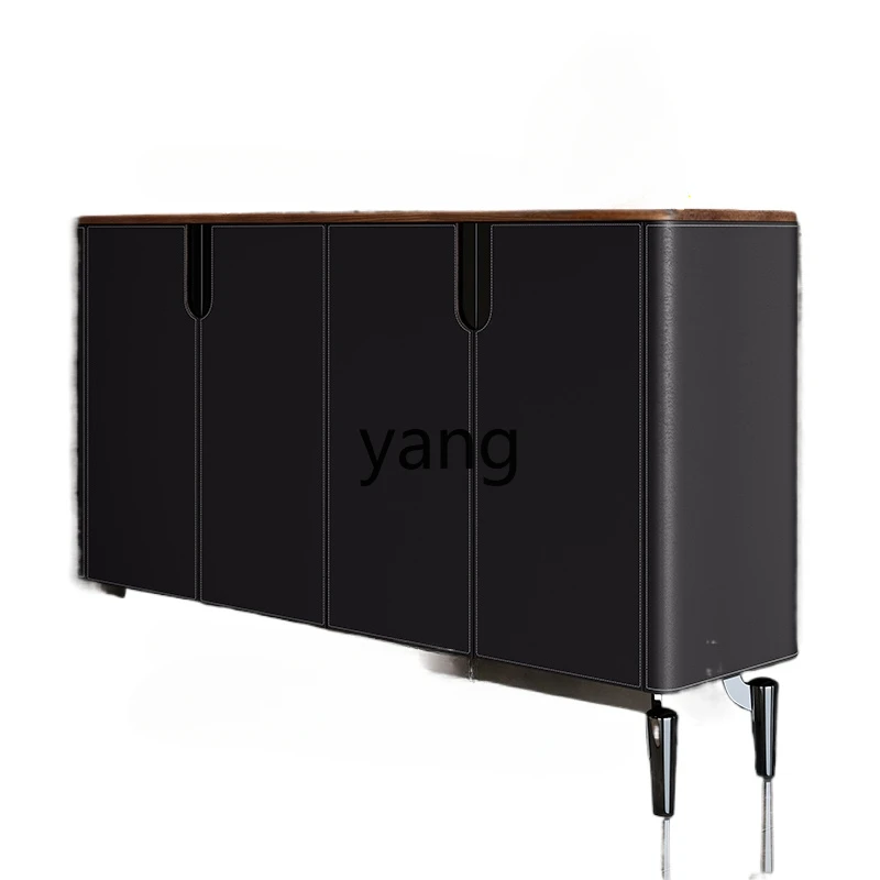 

LMMmedieval shoe cabinet household door entry solid wood locker retro saddle leather large capacity