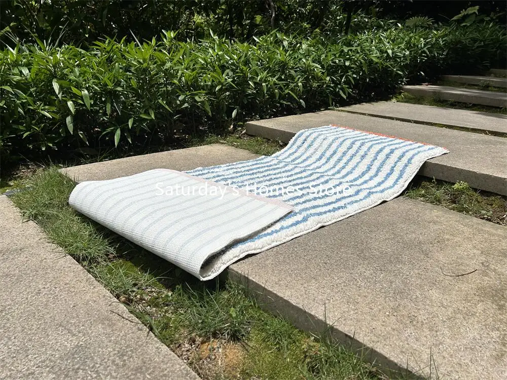 50x150CM Retro Plaid Tufted Carpet Soft Tufting Rug Bedroom Door Floor Mats Decoration Bathroom Anti-slip Doormats