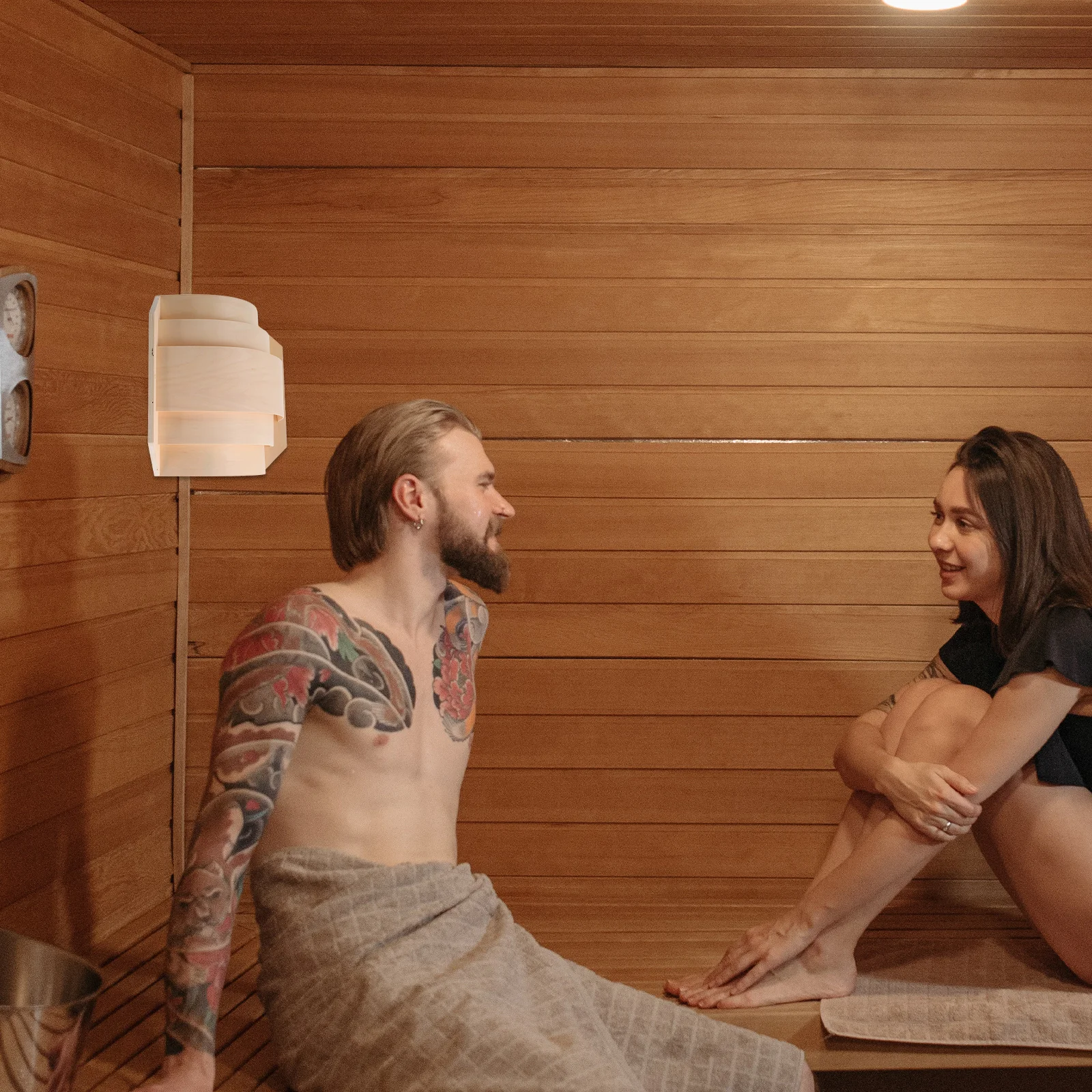 

Wooden Light Shade Right Angle Sauna Room Corner Soft Lighting Wood Lampshade Decoration Practical High Temp Humidity Resistant