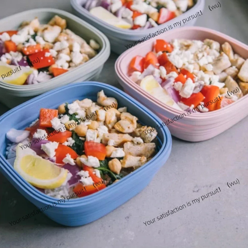 Silicone folding lunch box portable telescopic fresh-keeping bento box camping accessories