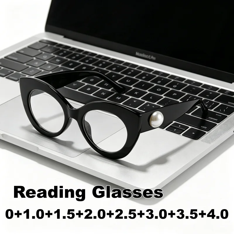 

Personalized Large Frame Anti Blue Light Presbyopia Glasses Handmade Pearl Style Trendy High-definition Women Reader Eyewear