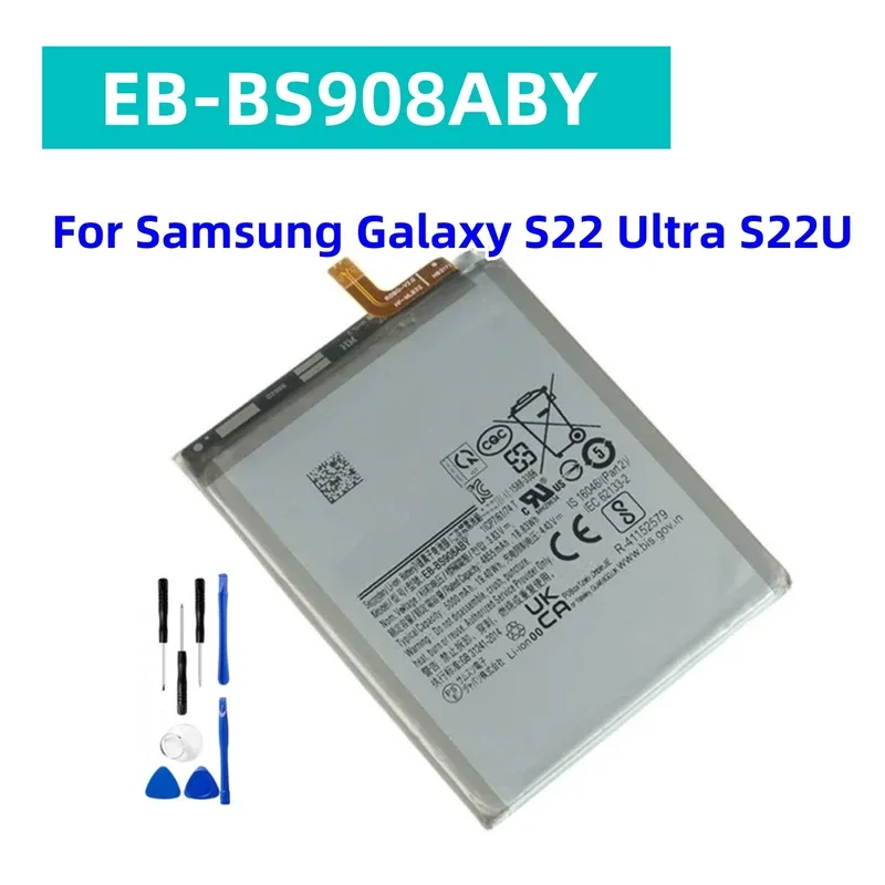 

New EB-BS908ABY Battery 5000mAh For Samsung Galaxy S22 Ultra S22Ultra SM-S908 SM-S9080 Mobile Phone+Free Tools