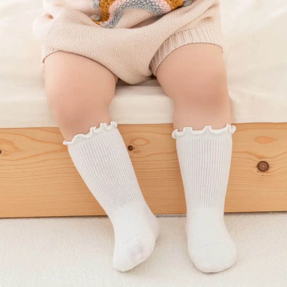 

5Pairs Soft Ruffle Baby Cotton Socks Breathable Autumn Spring Toddle Short Tube Socks Mid-calf Cute Newborn Socks Children