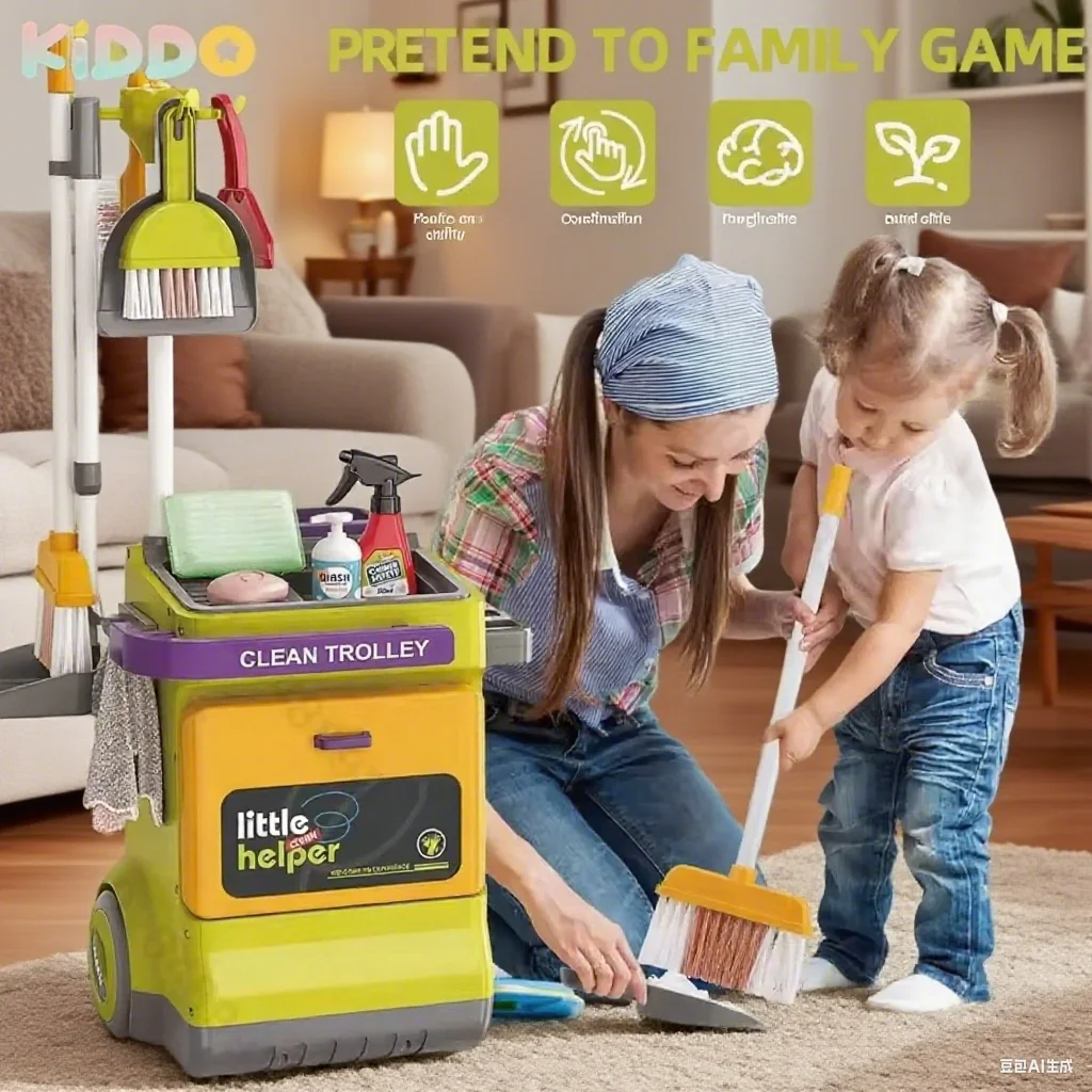 Conjunto de limpeza infantil fingir jogar crianças simulado vida limpeza brinquedos e saneamento simulação vassoura aspirador ferramenta brinquedo