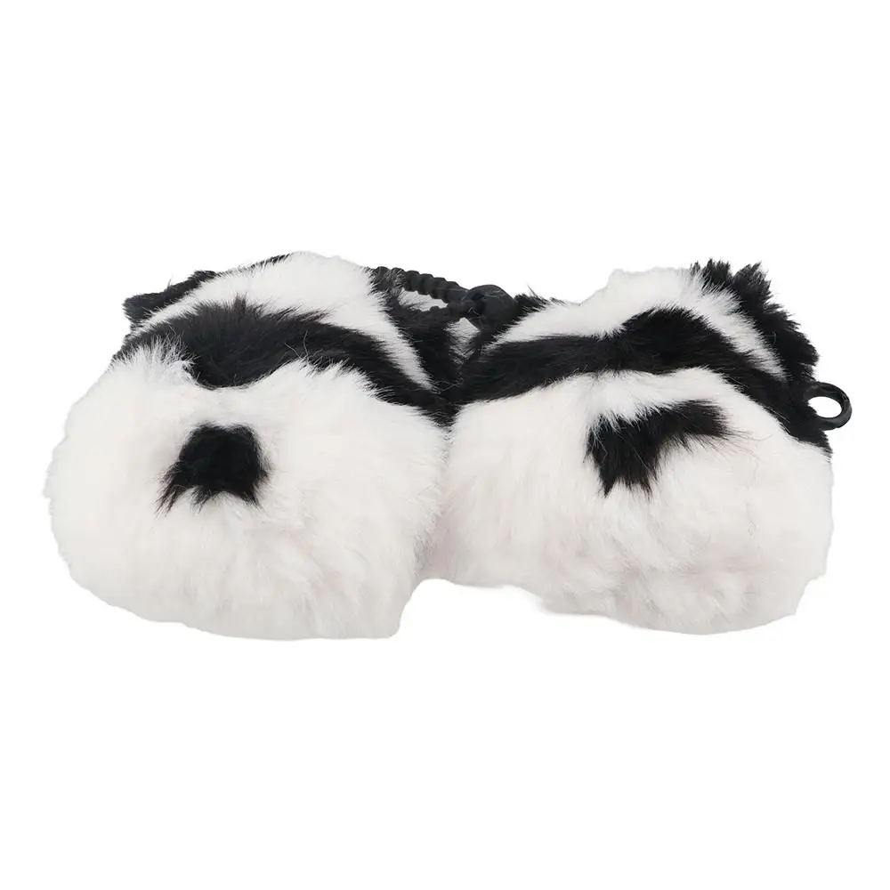 เลียนแบบ Mink Fur Panda ของเล่น Key แหวนน่ารักซิลิโคนหัวเข็มขัดตุ๊กตา Plush จี้โลหะกระเป๋าเครื่องประดับพวงกุญแจสัตว์ของขวัญ