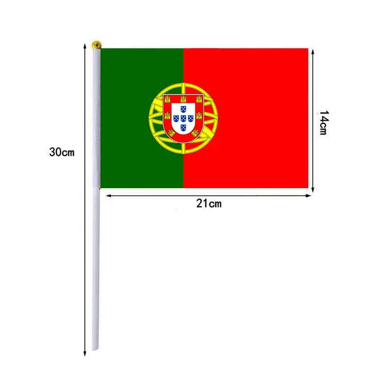 10 Pcs/lot Portugal Hand Waving Flags 14x21cm Portugal Flag Wholesale