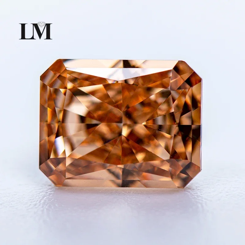 

Cubic Zirconia 5A Grade Radiant Shape Champagne Color 4k Crushed Ice Cut Charm Stones For DIY Jewelry Making Pendant Materials