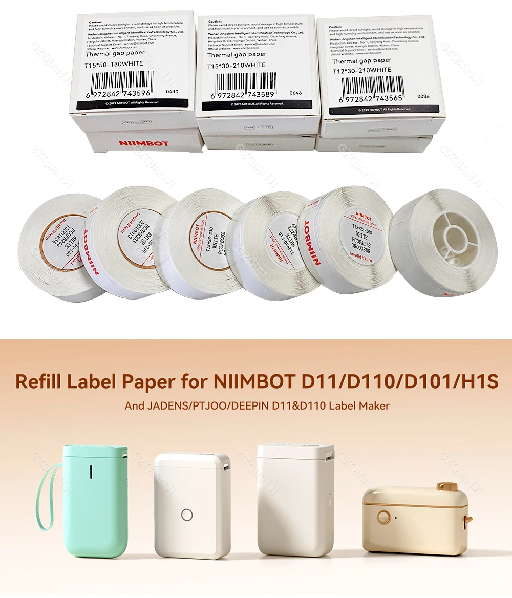 Thermal Label Paper Pricetag Name Waterproof Tear Resistant 12*40mm 155pcs/roll Home Book File Papel for Niimbot D110 D11D101