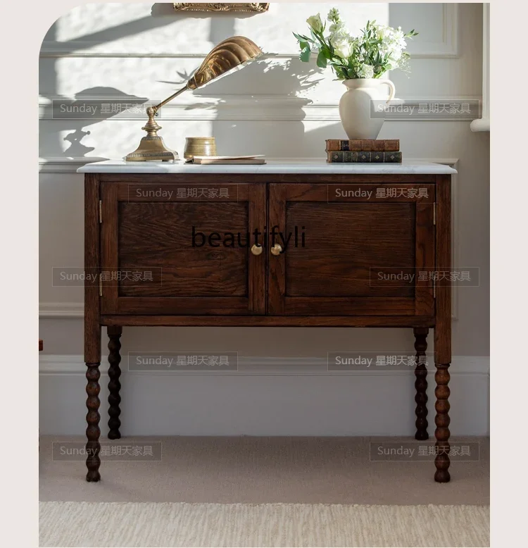 

American Retro Roman Column Chest of Drawers Living Room Small Storage Cabinet Vintage Style Cabinet Customizable