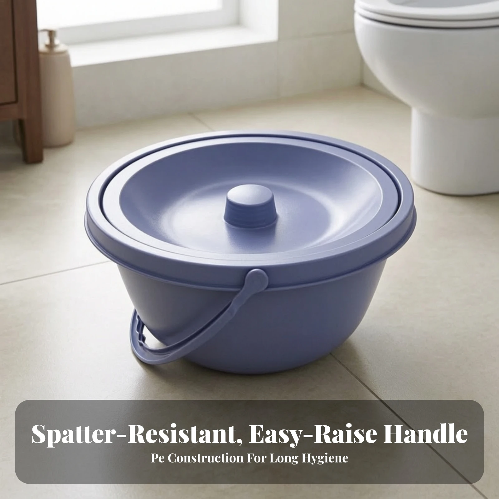 Commode Pail with Lid and Handle Portable Commode Pail with Handle Long-Lasting Latexwithout for Elderly, Bedside, Bedroom