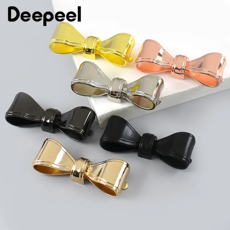 4/10Pcs Deepeel Metal Bowknot Buckle 47x17mm Handbag Label Pin Clasp Bag Side Clip Hook Clothes Decor Buckles DIY Accessories